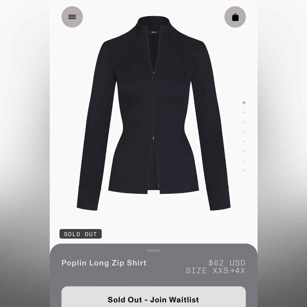 KHY POPLIN LONG SLEEVE ZIP SHIRT - Black Small